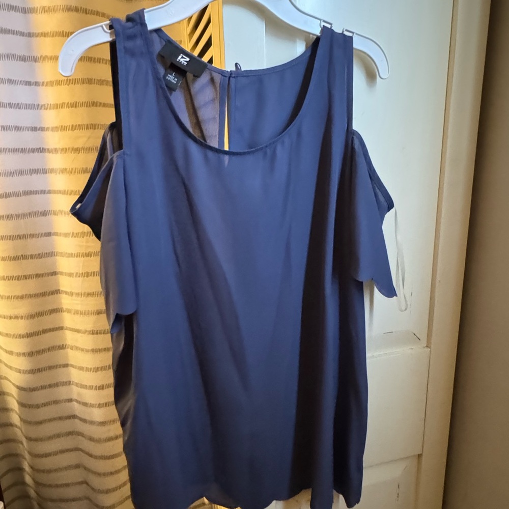 Apt. 9 Blue Cold Shoulder Blouse